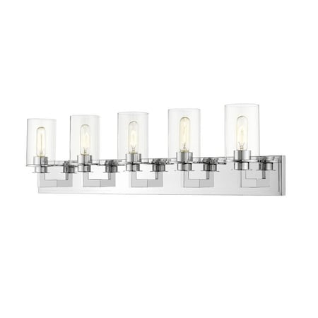 Savannah 5 Light Vanity, Chrome & Clear